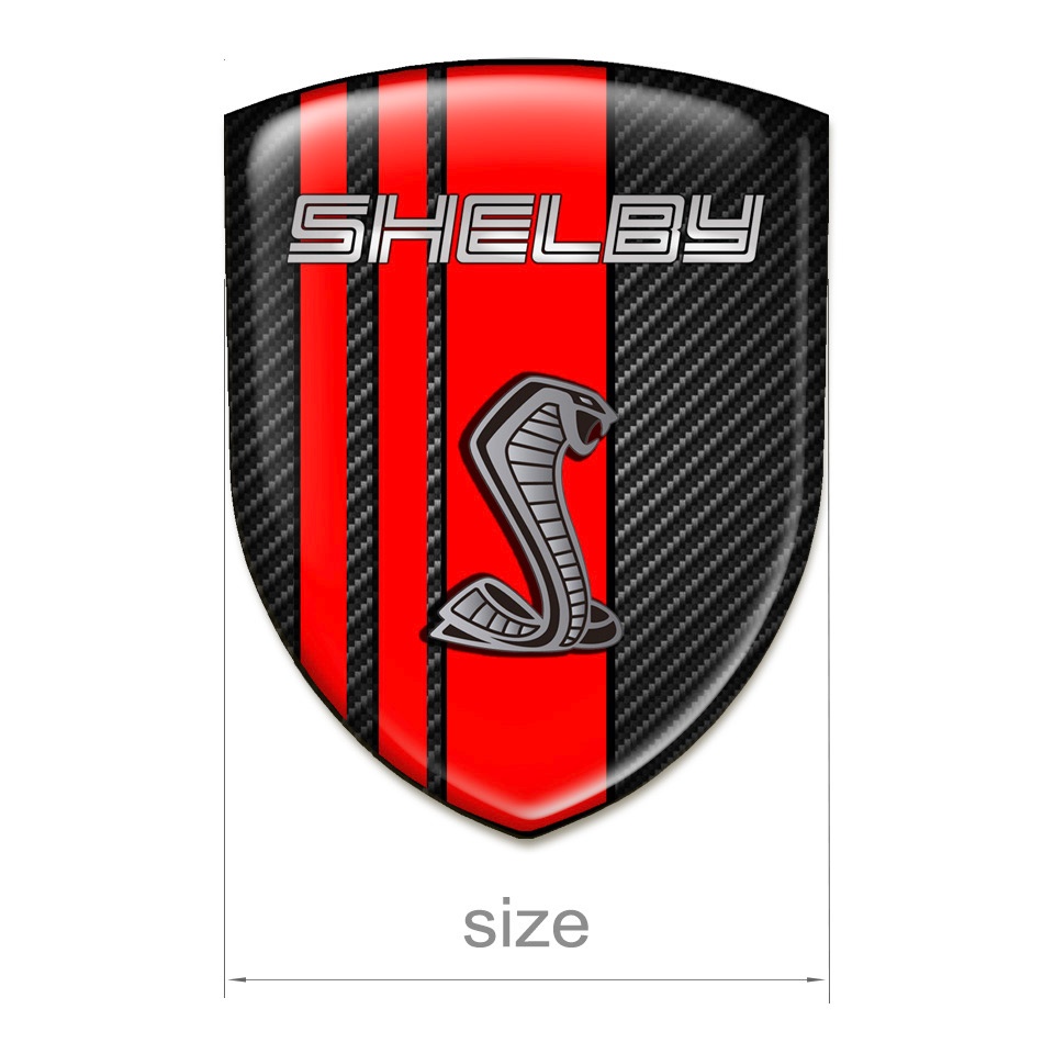 Ford Shelby Self Adhesive Car logo Emblem Black carbon Red Ribbons ...