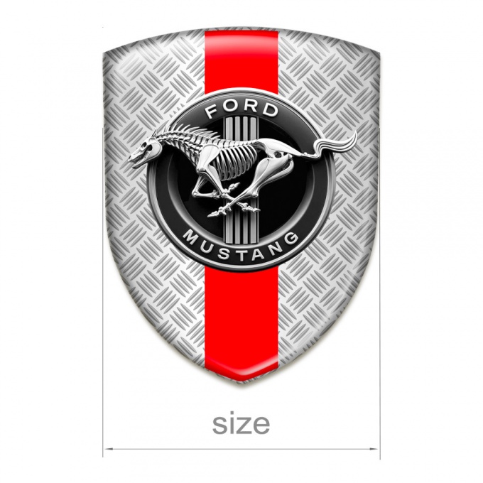 Ford Mustang Resin Sticker Mesh Base Red Ribbon Style | Domed Emblems ...