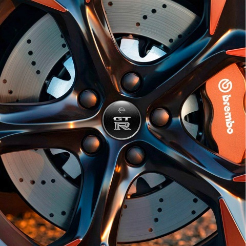 Nissan GT R  Wheel Stickers Center Cap Grey Ring