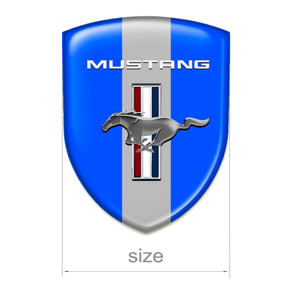 Ford Mustang Silicone Shield Blue with Grey Ribbon Style | Domed ...