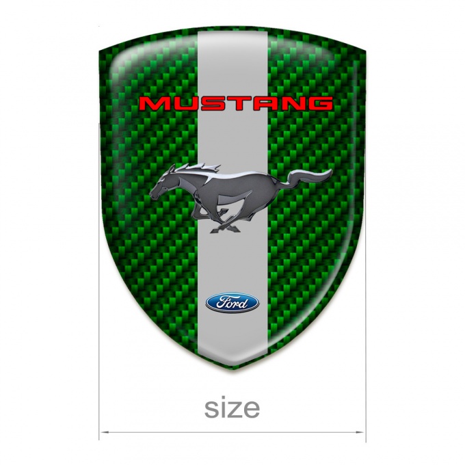 Ford Mustang 3D Gel Emblem Green Carbon with Grey Ribbon Base Red Logo ...