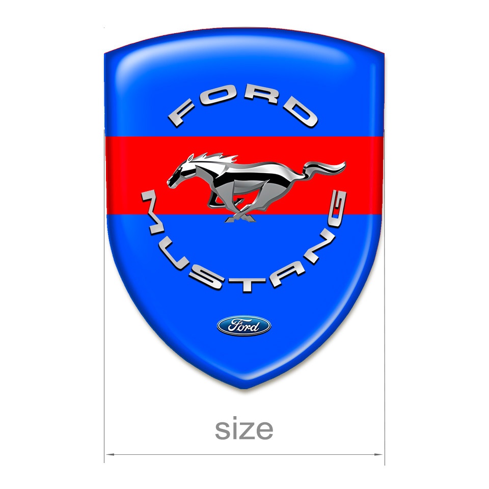 Ford Mustang Emblem Badge Logo Blue Print Red Ribbon Silver Logo ...