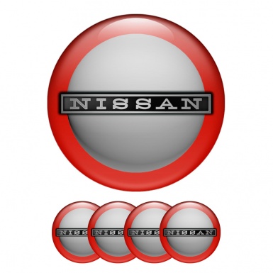Nissan Wheel Stickers Center Cap Grey Red Ring