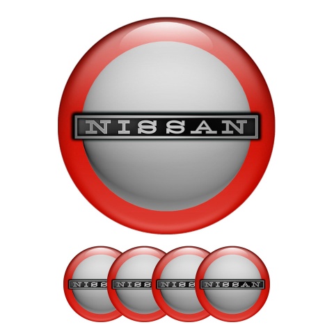 Nissan Wheel Stickers Center Cap Grey Red Ring