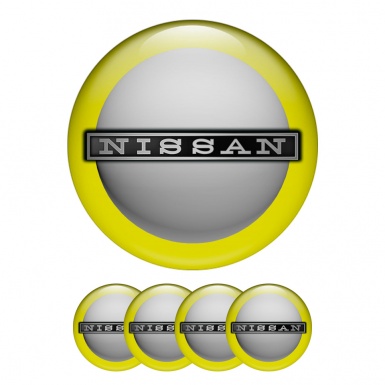 Nissan Wheel Stickers Center Cap Grey Yellow Ring