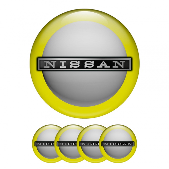Nissan Wheel Stickers Center Cap Grey Yellow Ring