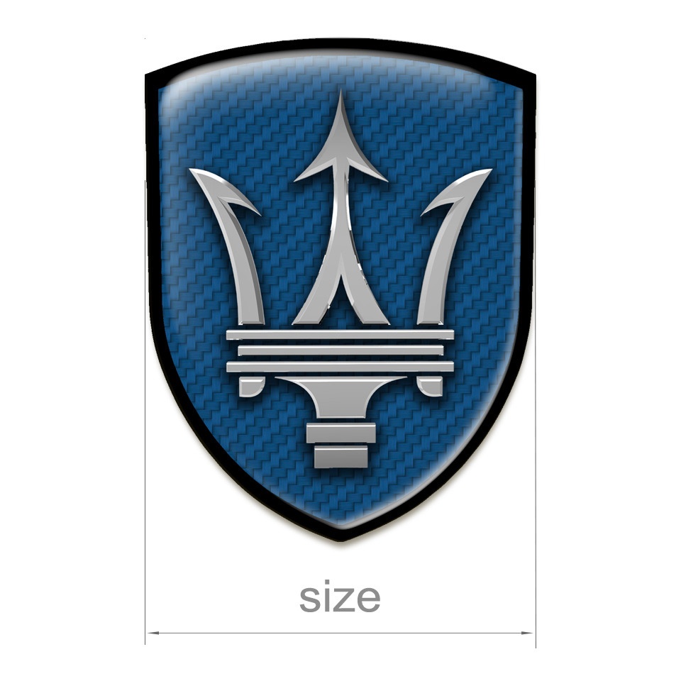 Maserati Tuning Emblem Navy Blue Carbon Big Grey Logo | Domed Emblems ...