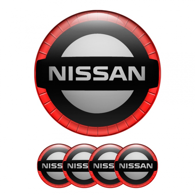 Nissan Wheel Stickers Center Cap Modern Style Red Ring