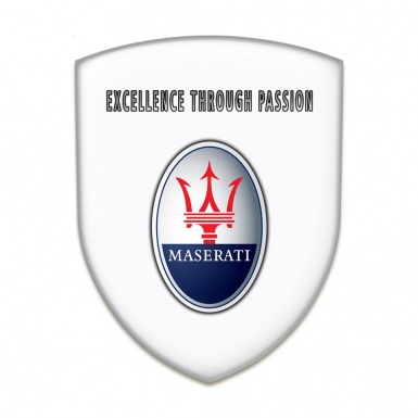 Maserati 3D Gel Emblem White Type Round Logo 