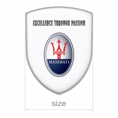 Maserati 3D Gel Emblem White Type Round Logo 