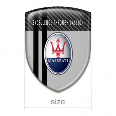 Maserati 3D Gel Emblem Grey with black Carbon Base and black Lines Motif