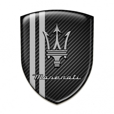 Maserati Silicone Badge Dark Carbon with Grey Stripes Design 