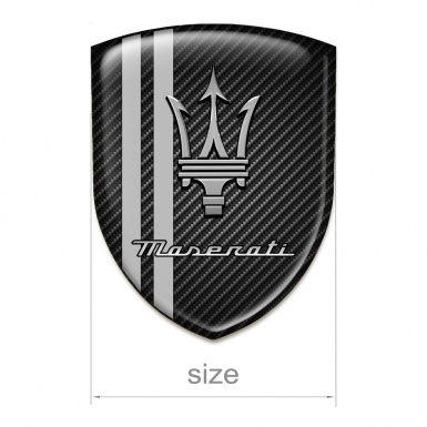 Maserati Silicone Badge Dark Carbon with Grey Stripes Design 