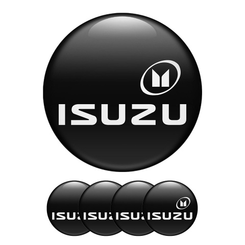 Isuzu Wheel Center Cap Domed Stickers Black Classic