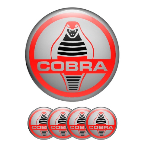 Ford Shelby Cobra Wheel Emblems Center Cap Grey Red