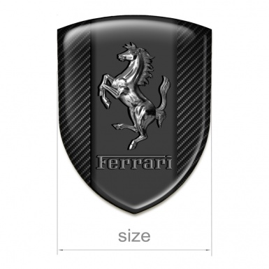 Ferrari  Car Accessories Badge Black Carbon with Chromed Logo 