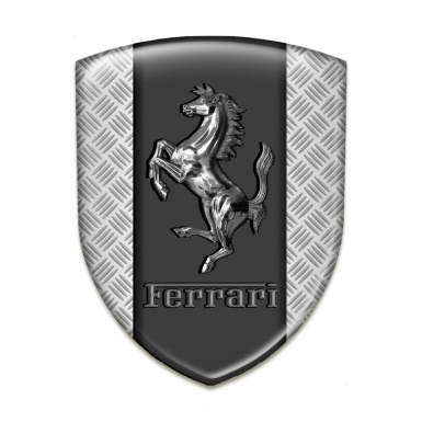 Ferrari Emblem Badge Logo Metal Mesh Effect Base Cromed Logo Style
