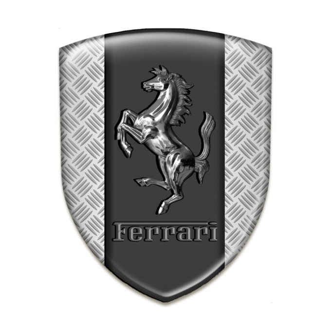 Ferrari Emblem Badge Logo Metal Mesh Effect Base Cromed Logo Style