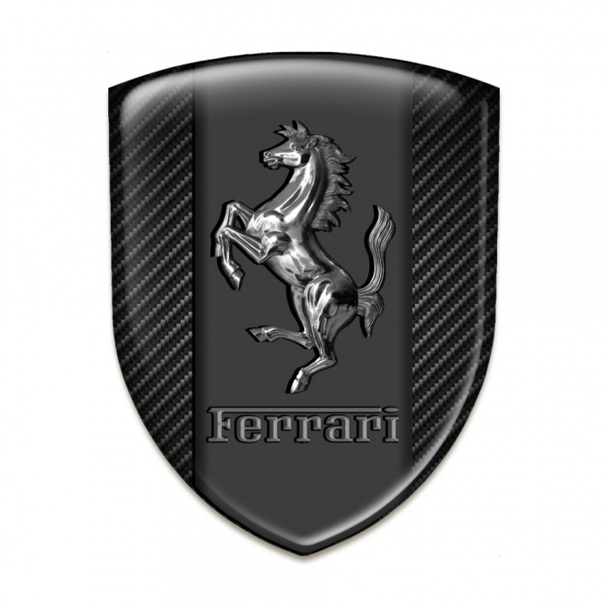 Ferrari Tuning Emblem Black Carbon Background Chromed Logo Style 
