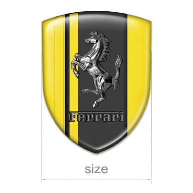 Ferrari 3D Gel Emblem Yellow with Graphite Base and Metal Effect Logo 