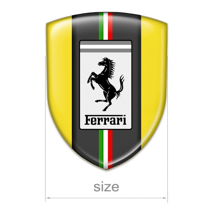 Ferrari Emblem Interior Yellow Base Italian Flag Edition | Domed ...