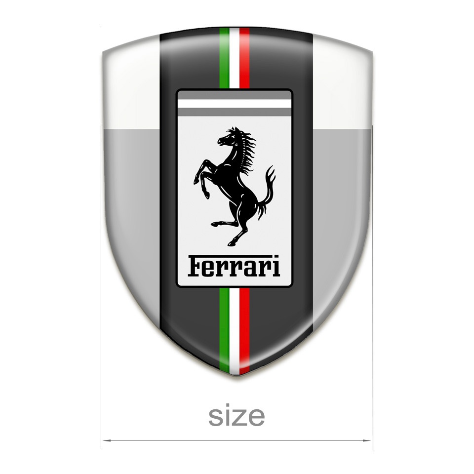 Ferrari Auto Emblem grey White Base Italian Flag Motive | Domed Emblems ...