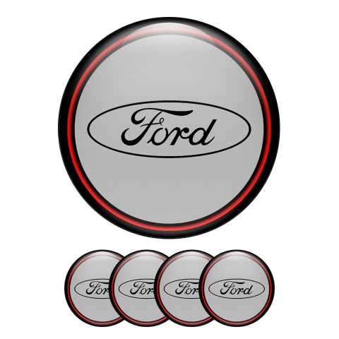 Ford Wheel Emblems Center Cap Grey Red Ring