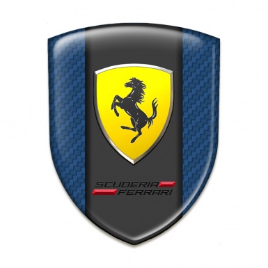 Ferrari Emblem Badge Logo Navy Blue Carbon Print Scuderia Logo Style 