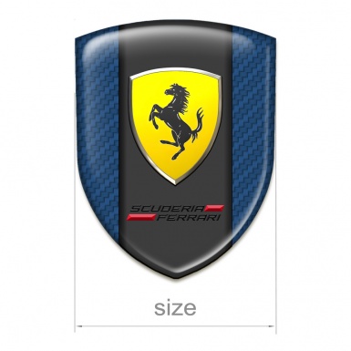 Ferrari Emblem Badge Logo Navy Blue Carbon Print Scuderia Logo Style 