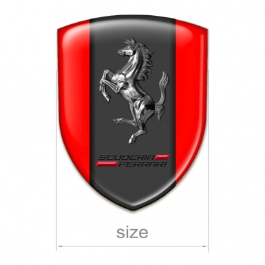 Ferrari Domed Emblem Red Background Chromed Horse Style 