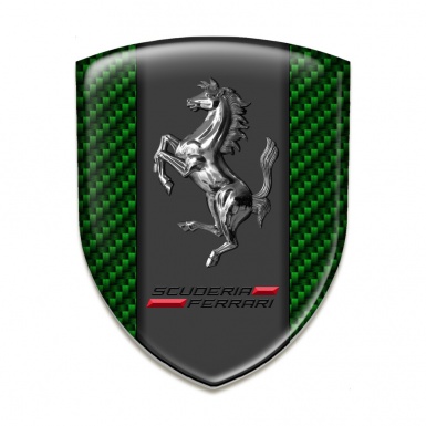 Ferrari Silicone Shield Green Carbon Print and Chromed Horse Style 