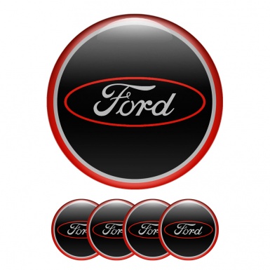 Ford Wheel Emblems Center Cap Black Red Ring