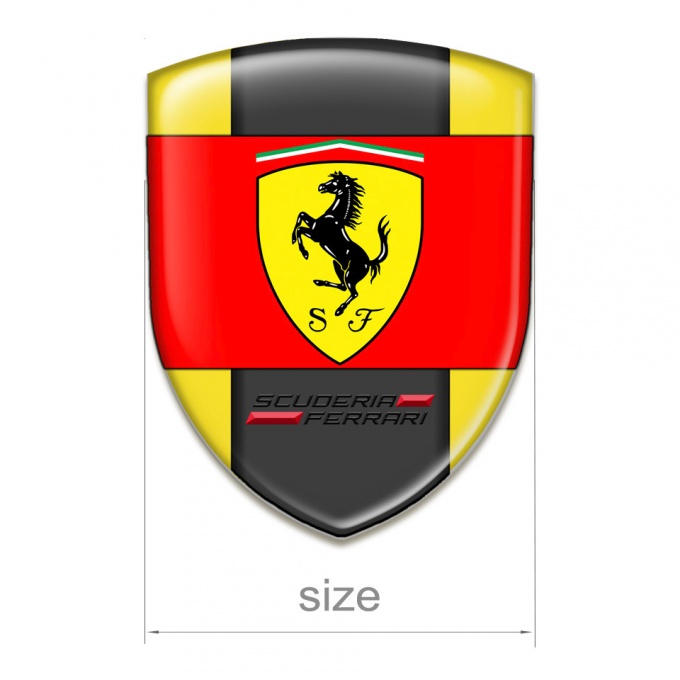 Ferrari Emblem Exterior Yellow Background Red Logo Ribbon | Domed ...