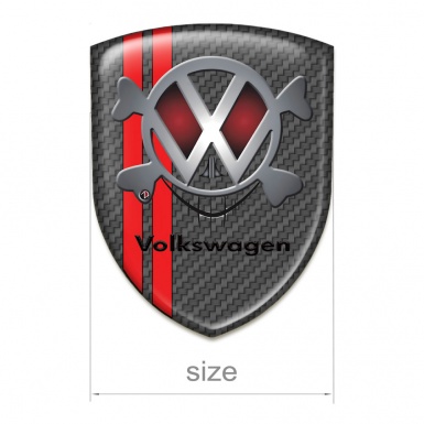 VW Car Interior Badge Carbon With Red Lines Base Skull logo Effect