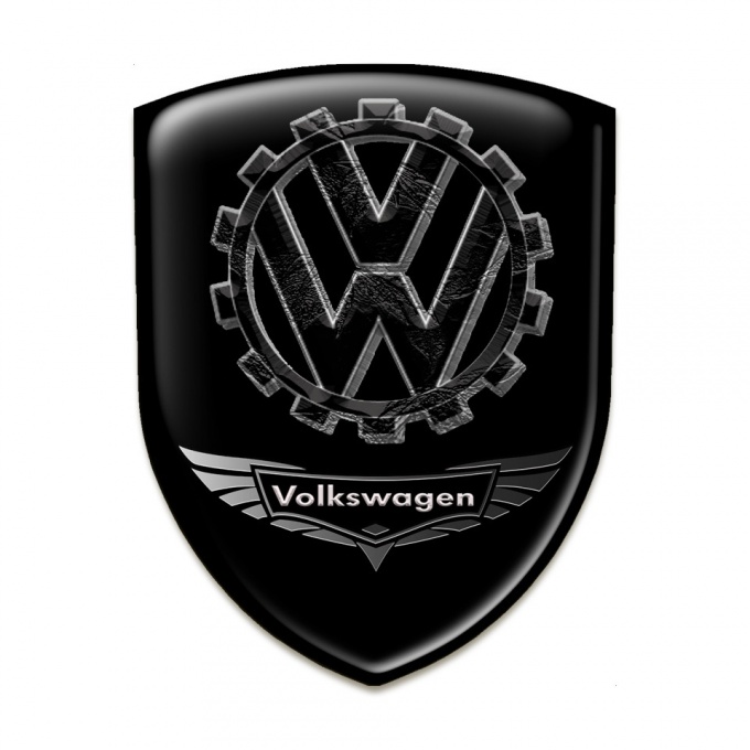 VW Self Adhesive Emblem Logo Black Background 3D Logo 
