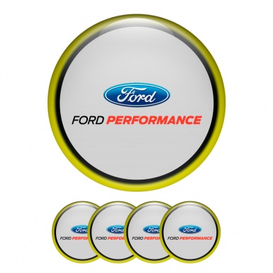 Ford Performance Wheel Emblems Center Cap Yellow Ring