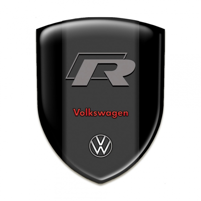 VW Domed Emblem Black Base R logo Style 