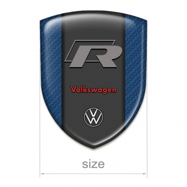 VW Silicone Badge Navy Blue carbon Base and Graphite Panel R Logo 