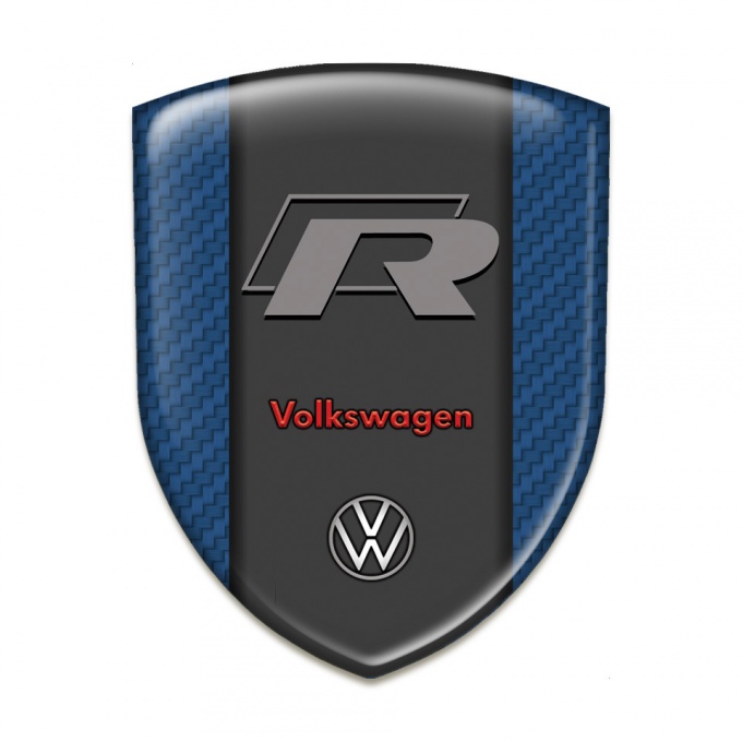 VW Silicone Badge Navy Blue carbon Base and Graphite Panel R Logo 
