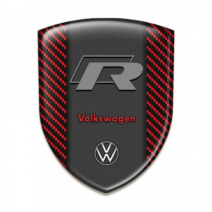 VW Domed Emblem Red Carbon Base R Style Logo 