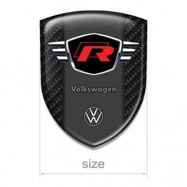VW Emblem Interior Darck Carbon Style with Red R Logo 