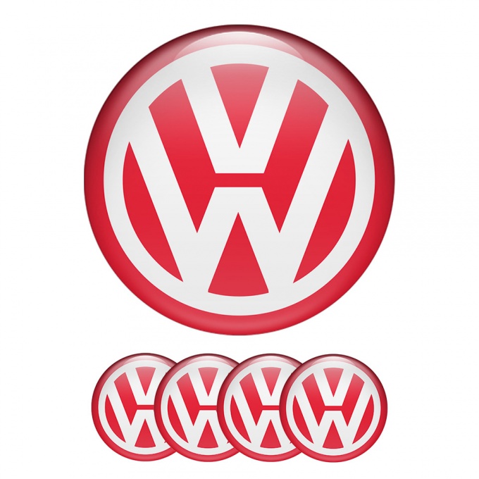 VW Volkswagen Silicone Stickers Center Hub Red Classic