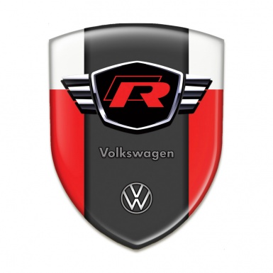 VW Resin Sticker Red White Style with Red R Logo 