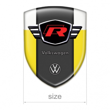 VW  Emblem Exterior Yellow White Style with Red R Logo 
