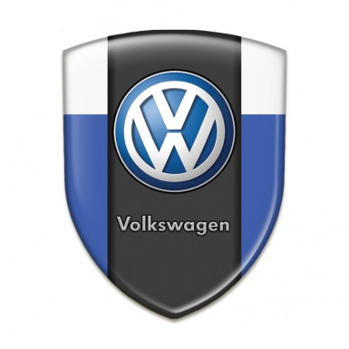 VW Silicone Car Decal Badge Light Blue and White Base Classic Logo