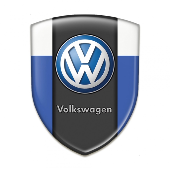 VW Silicone Car Decal Badge Light Blue and White Base Classic Logo