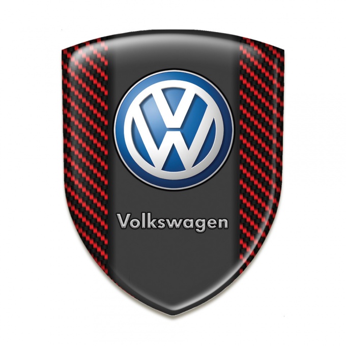 VW Car Accessories Badge Red Carbon Print Classic Logo 