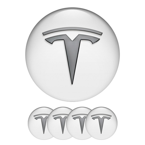 Tesla Wheel Center Cap Emblems White