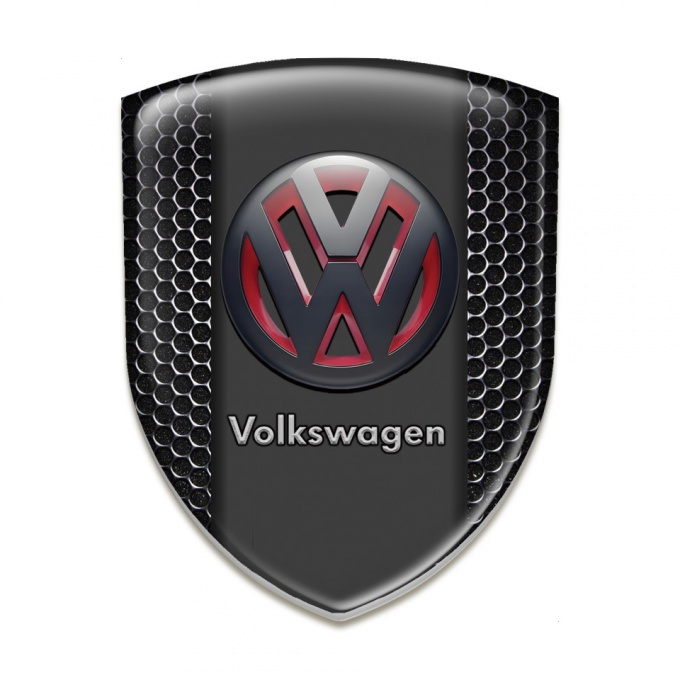 VW Car Accessories Badge Perforated Steel Base and 3D Two Tone Logo 