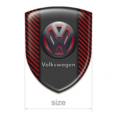 VW Silicone Car Decal Badge Red Carbon wit TwoTone 3D Logo 